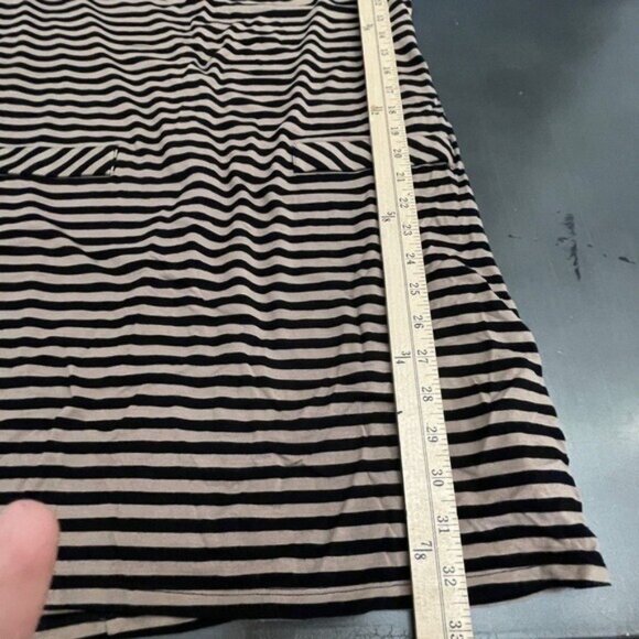 PREMISE Dresses Tan Nautical Stripe Shirt Dress Short Jersey Boat Neck Pockets L - Picture 7 of 8
